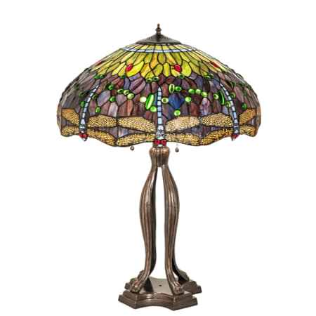 Meyda Tiffany Tiffany Hanginghead Dragonfly 3 Light 33" Tall Buffet Table Lamp Mahogany Bronze