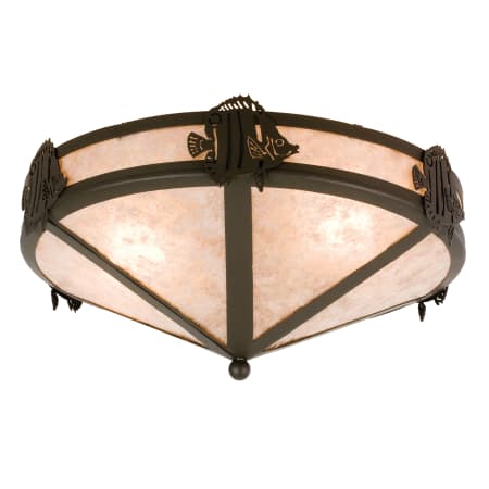 Meyda Tiffany 16" W Tropical Fish Flush Mount Ceiling Fixture Timeless Bronze / Silver Mica