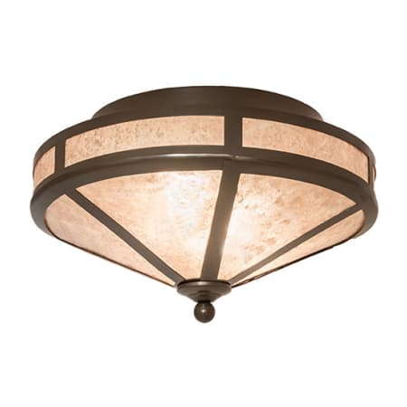 Meyda Tiffany Craftsman Prime 2 Light 16" Wide Semi-Flush Ceiling Fixture with Silver Mica Shade Timeless Bronze