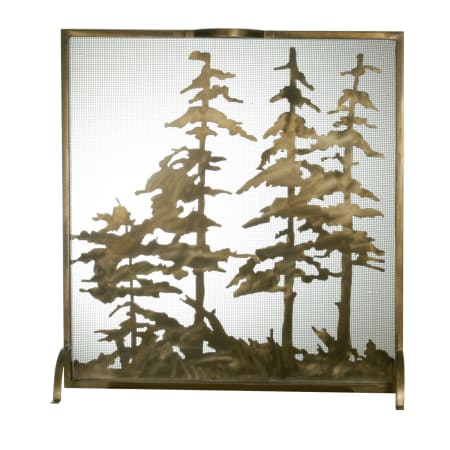 Meyda Tiffany 32" W X 33" H Tall Pines Fireplace Screen Antique Copper