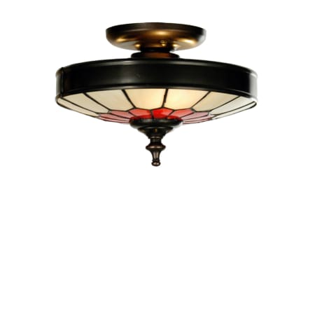 Meyda Tiffany Vincent Honeycomb 3 Light 10" Wide Flush Mount Ceiling Fixture with Tiffany Glass Shade Bronze