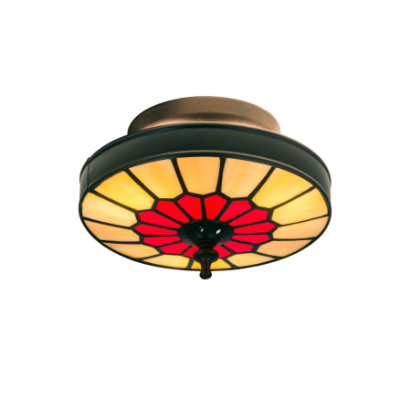 Meyda Tiffany Vincent Honeycomb 3 Light 8" Wide Flush Mount Drum Ceiling Fixture with Tiffany Glass Shade Bronze