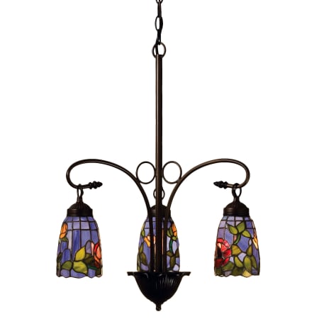 Meyda Tiffany Rosebush 3 Light 23" Wide Chandelier with Tiffany Glass Shade Tiffany Glass