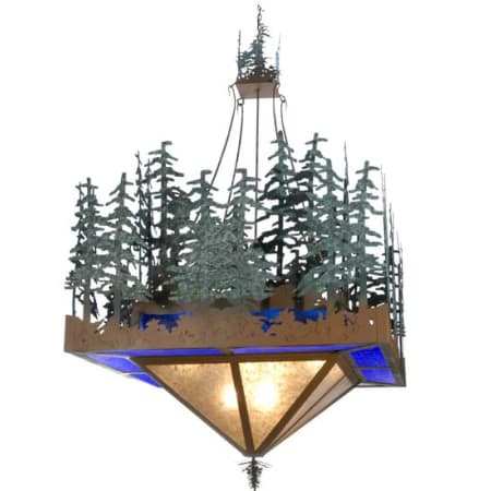 Meyda Tiffany Square Pine Lake 12 Light 85" Wide Pendant Rust