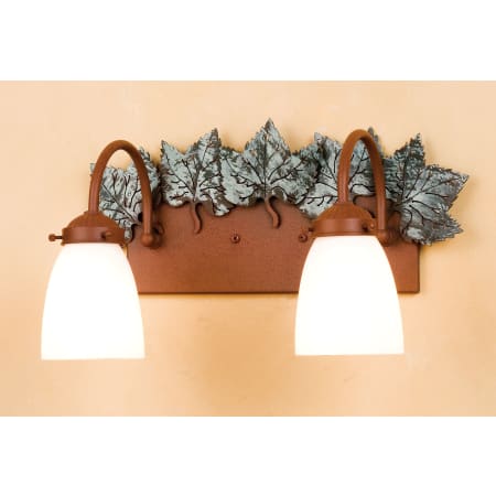 Meyda Tiffany Maple Leaf 2 Light 16-1/2" Wide Bathroom Vanity Light with White Glass Shade Rust