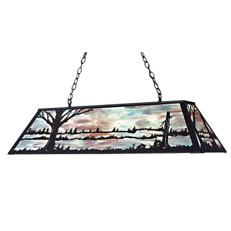 Meyda Tiffany Quiet Pond 9 Light 48" Wide Billiard Chandelier with Multi-colored Glass Shade Black