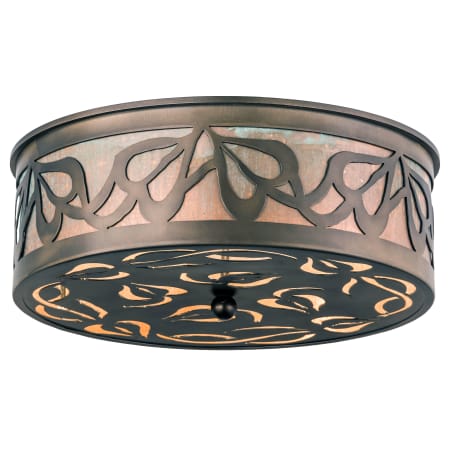 Meyda Tiffany Morning Glory 3 Light 16-1/2" Wide Flush Mount Drum Ceiling Fixture with Brown Metal Shade N/A
