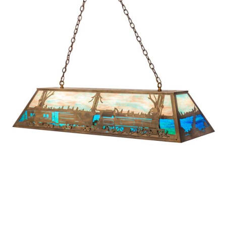 Meyda Tiffany Long Train 9 Light 60" Wide Linear Pendant Antique Copper