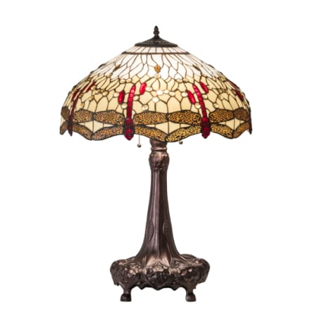 Meyda Tiffany 3 Light 31" Tall Tiffany Table Lamp Mahogany Bronze