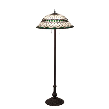 Meyda Tiffany 3 Light 62" Tall Torchiere Floor Lamp Mahogany Bronze