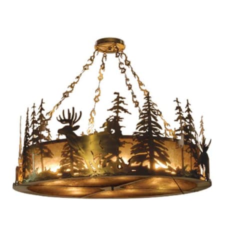 Meyda Tiffany Wildlife at Dusk 12 Light 78" Wide Pendant Antique Copper