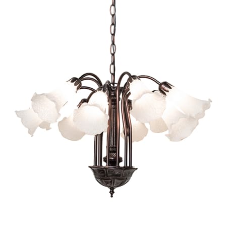 Meyda Tiffany White Tiffany Pond Lily 12 Light 24" Wide Chandelier Mahogany Bronze