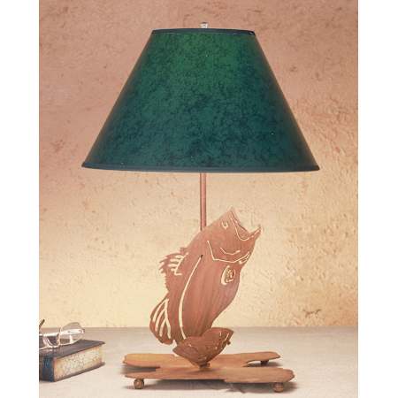 Meyda Tiffany Fishing Lodge 13.5" H Leaping Bass Table Lamp Rust