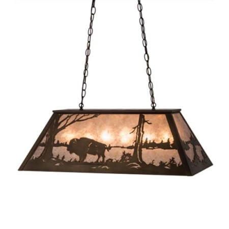 Meyda Tiffany Buffalo at Lake 6 Light 33" Wide Linear Pendant Antique Copper