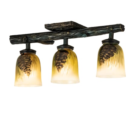 Meyda Tiffany Pinecone 3 Light 23" Wide Semi-Flush Linear Ceiling Fixture Golden Pine