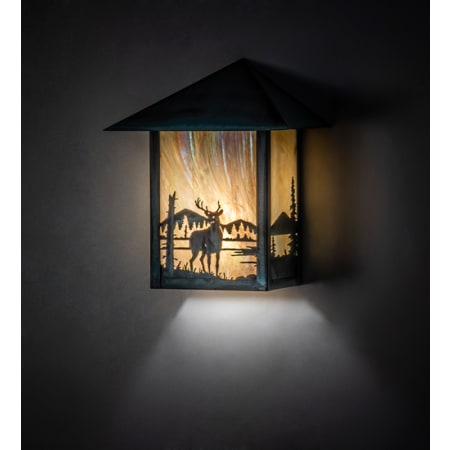 Meyda Tiffany Seneca Deer at Lake 11" Tall Wall Sconce Craftsman Brown