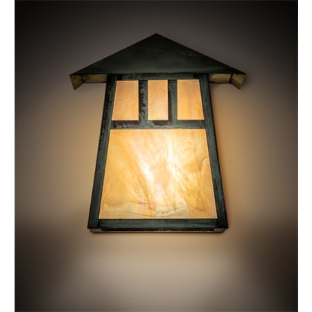 Meyda Tiffany Stillwater Double Bar Mission 11" Tall Hand Crafted Wall Sconce Verdigris