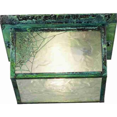 Meyda Tiffany Hyde Park Spider Web 2 Light 17" Wide Flush Mount Square Ceiling Fixture Verdigris