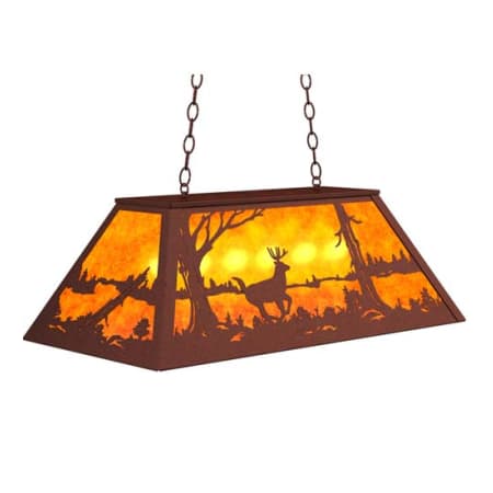 Meyda Tiffany Long Deer at Lake 6 Light 33" Wide Linear Pendant Rust