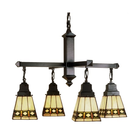 Meyda Tiffany Diamond Band Mission 4 Light 26" Wide Chandelier with Tiffany Glass Shade Tiffany Glass