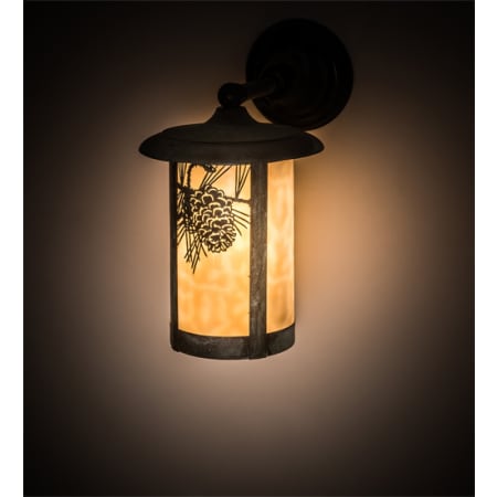 Meyda Tiffany Fulton Winter Pine 13" Tall Hand Crafted Wall Sconce with Shade Verdigris