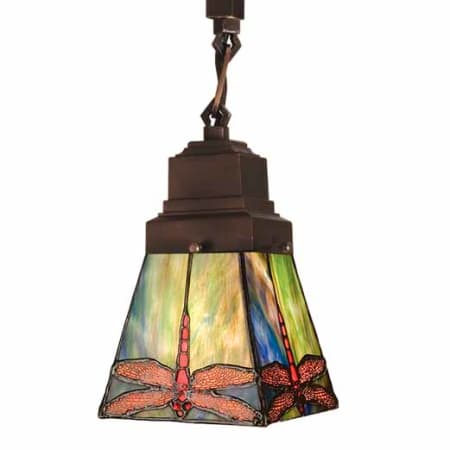 Meyda Tiffany Prairie 7" Wide Mini Pendant with Stained Glass Shade Mahogany Bronze
