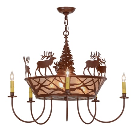Meyda Tiffany Elk on the Loose 8 Light 35" Wide Taper Candle Style Chandelier Rust