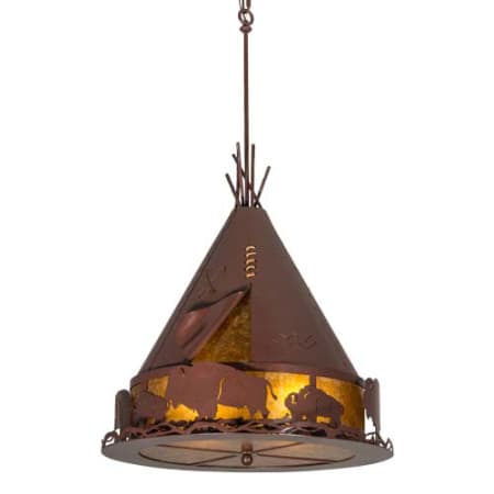 Meyda Tiffany Teepee w/ Buffalo 4 Light 24" Wide Pendant Rust