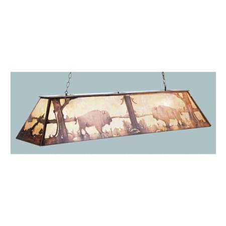 Meyda Tiffany Long Buffalo at Lake 11 Light 72" Wide Linear Pendant Antique Copper