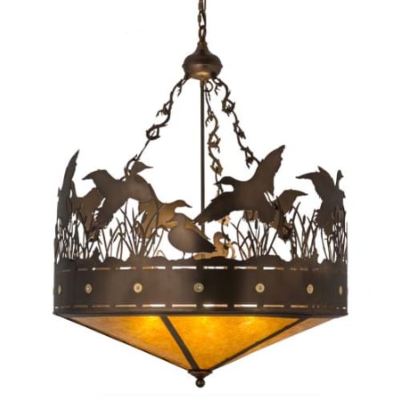 Meyda Tiffany Ducks in Flight 4 Light 30" Wide Pendant Antique Copper