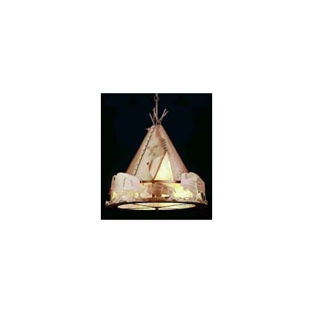 Meyda Tiffany Teepee w/ Buffalo 4 Light 33" Wide Pendant Antique Copper