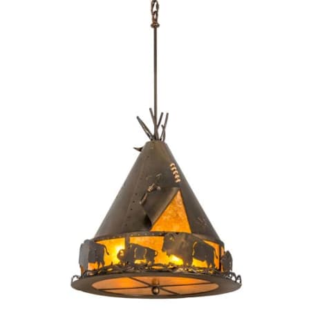 Meyda Tiffany Teepee w/ Buffalo 4 Light 20" Wide Pendant Antique Copper