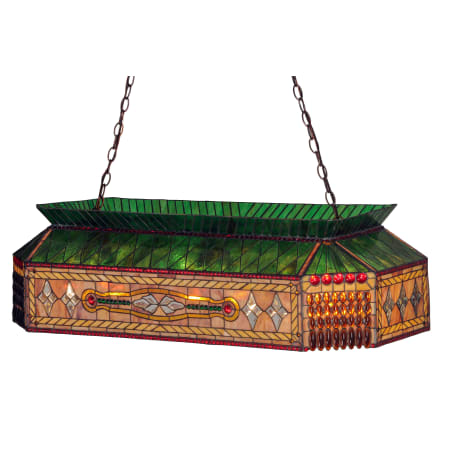 Meyda Tiffany Gold Fringe 9 Light 40" Wide Billiard Chandelier with Tiffany Glass Shade Tiffany Glass
