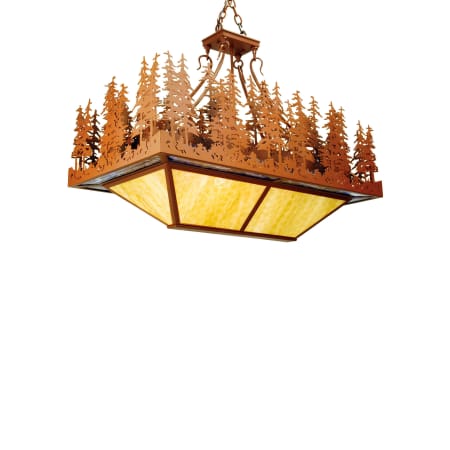Meyda Tiffany Pine Lake 10 Light 40" Wide Billiard Chandelier with Brown Acrylic Shade Rust
