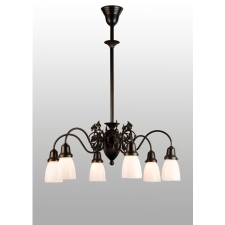 Meyda Tiffany Binghamton Goblet 6 Light 27-1/2" Wide Chandelier with White Glass Shade Craftsman Brown