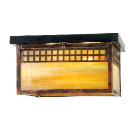Meyda Tiffany Mission Tile 2 Light 13" Wide Flush Mount Ceiling Fixture with Yellow Glass Shade N/A