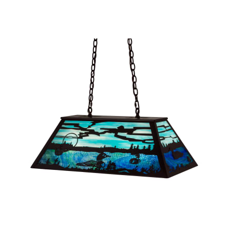 Meyda Tiffany Loon 6 Light 33" Wide Billiard Chandelier with Blue Glass Shade N/A