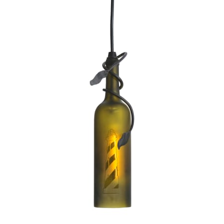 Meyda Tiffany 3" W Tuscan Vineyard Lighthouse Wine Bottle Mini Pendant Green