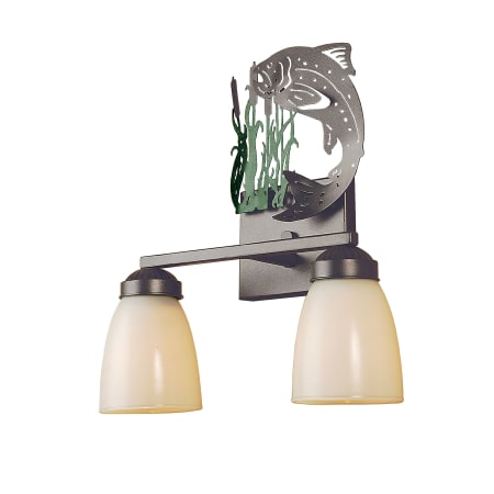 Meyda Tiffany Leaping Trout 2 Light 11-1/4" Wide Bathroom Vanity Light with White Glass Shade N/A