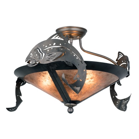 Meyda Tiffany Trout 3 Light 18" Wide Semi Flush Ceiling Fixture with Silver Mica Shade N/A