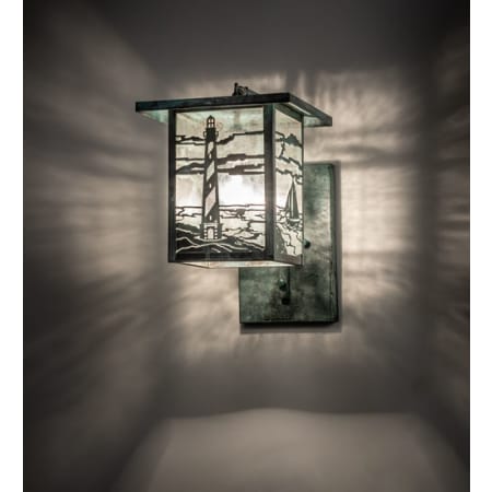 Meyda Tiffany Hyde Park 16" Tall Hand Crafted Wall Sconce Verdigris