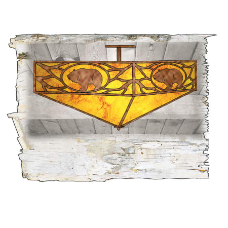 Meyda Tiffany Lone Grizzly Bear 2 Light 16" Wide Semi Flush Ceiling Fixture with Brown Glass Shade Antique Copper / Amber Mica