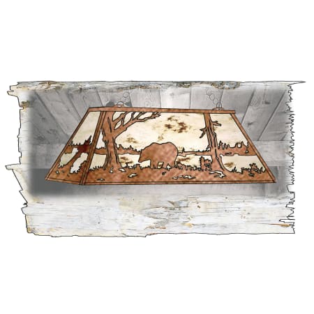 Meyda Tiffany Bear at Lake 6 Light 33" Wide Billiard Chandelier with Silver Mica Shade Antique Copper / Silver Mica