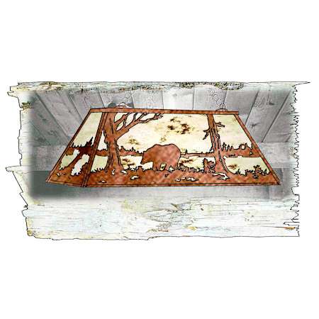Meyda Tiffany Bear at Lake 9 Light 72" Wide Linear Chandelier with Silver Mica Shade Antique Copper / Silver Mica