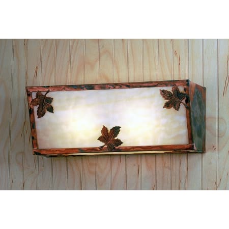 Meyda Tiffany Maple Leaf 2 Light 16" Wide Bathroom Vanity Light with White Glass Shade Antique Copper