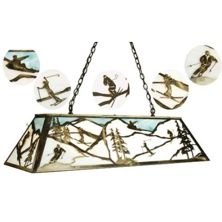 Meyda Tiffany Long Alpine 6 Light 48" Wide Linear Pendant Antique Copper