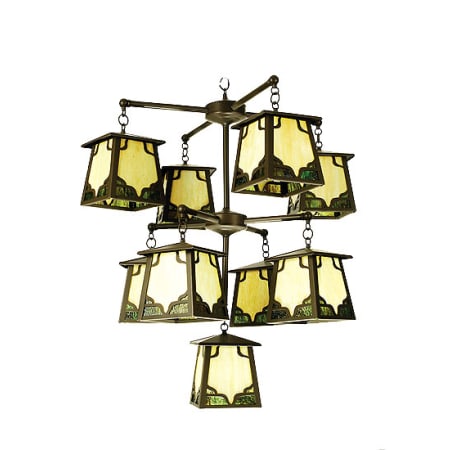 Meyda Tiffany Kirkpatrick 9 Light 36" Wide Chandelier with Green Acrylic Shade N/A