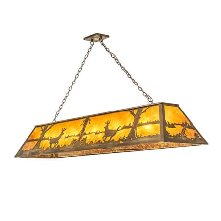 Meyda Tiffany Long Deer at Lake 11 Light 72" Wide Linear Pendant Antique Copper