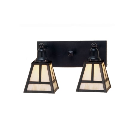 Meyda Tiffany T Mission 2 Light 14" Wide Bathroom Vanity Light with White Acrylic Shade N/A