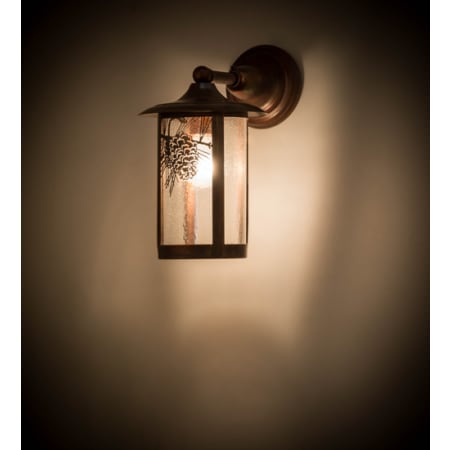 Meyda Tiffany Fulton Winter Pine 13" Tall Wall Sconce with Shade Vintage Copper